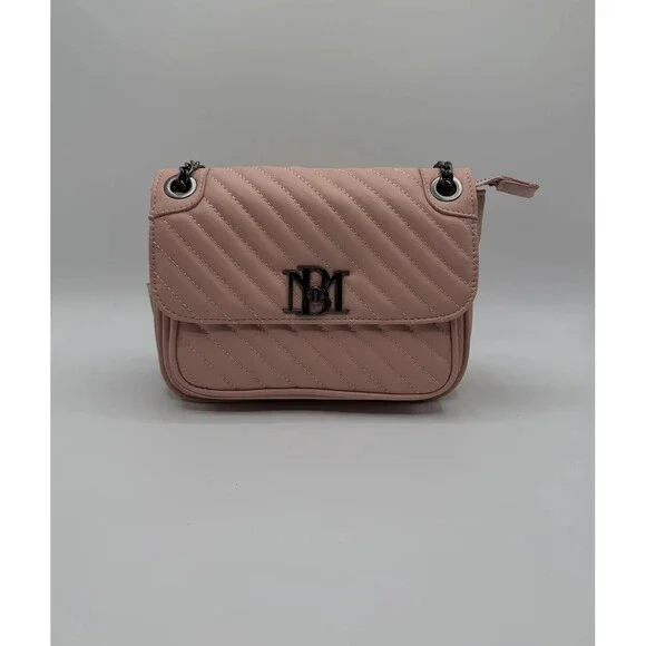 Badgley Mischka, Pink Blush,Vegan Crossbody Bag w/ Black Chain & Logo MSRP $129 - Picture 2 of 4